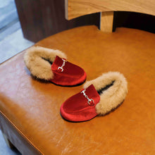 Load image into Gallery viewer, Boys Girls Velvet Loafer Best Sell New Winter Warm Kids Fur Shoes Size 21-35 Flat Princess Girls Shoes