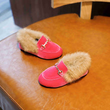 Load image into Gallery viewer, Boys Girls Velvet Loafer Best Sell New Winter Warm Kids Fur Shoes Size 21-35 Flat Princess Girls Shoes
