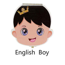 Load image into Gallery viewer, Spanish English Dutch Portugal French Russia  Baby Wood Tooth Box Organizer Milk Teeth Storage Collect Teeth Umbilica Save Gifts