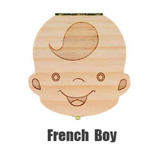 Load image into Gallery viewer, Spanish English Dutch Portugal French Russia  Baby Wood Tooth Box Organizer Milk Teeth Storage Collect Teeth Umbilica Save Gifts