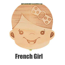 Load image into Gallery viewer, Spanish English Dutch Portugal French Russia  Baby Wood Tooth Box Organizer Milk Teeth Storage Collect Teeth Umbilica Save Gifts