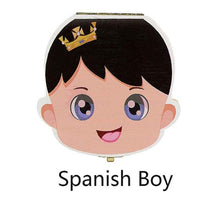 Load image into Gallery viewer, Spanish English Dutch Portugal French Russia  Baby Wood Tooth Box Organizer Milk Teeth Storage Collect Teeth Umbilica Save Gifts