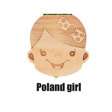 Load image into Gallery viewer, Spanish English Dutch Portugal French Russia  Baby Wood Tooth Box Organizer Milk Teeth Storage Collect Teeth Umbilica Save Gifts
