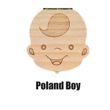 Load image into Gallery viewer, Spanish English Dutch Portugal French Russia  Baby Wood Tooth Box Organizer Milk Teeth Storage Collect Teeth Umbilica Save Gifts