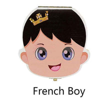 Load image into Gallery viewer, Spanish English Dutch Portugal French Russia  Baby Wood Tooth Box Organizer Milk Teeth Storage Collect Teeth Umbilica Save Gifts
