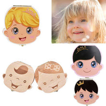 Load image into Gallery viewer, Spanish English Dutch Portugal French Russia  Baby Wood Tooth Box Organizer Milk Teeth Storage Collect Teeth Umbilica Save Gifts